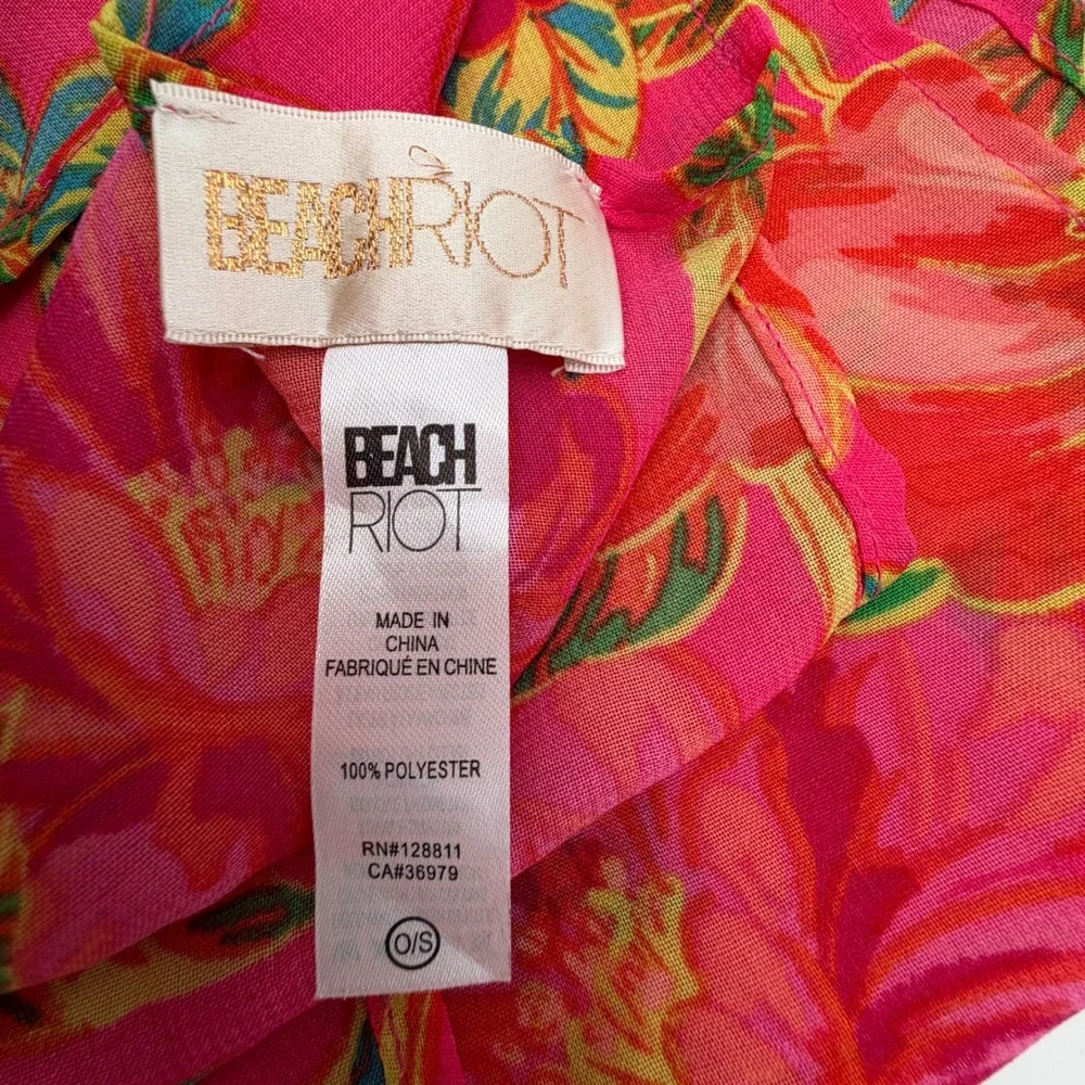 Beach Riot Melanie Sarong Miami Peony Pink‎ Orange Floral Swim Cover Up O/S NEW